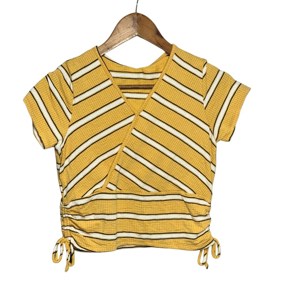 Good Luck Gem Yellow and Black Striped Short Sleeve Top
